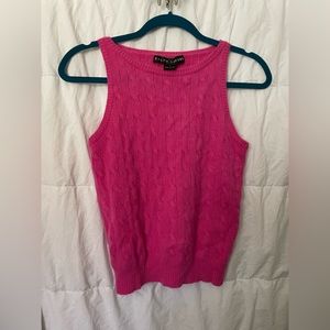 Vintage Ralph Lauren Black Label Hot Pink Cable Knit 100% Cashmere Sweater Vest
